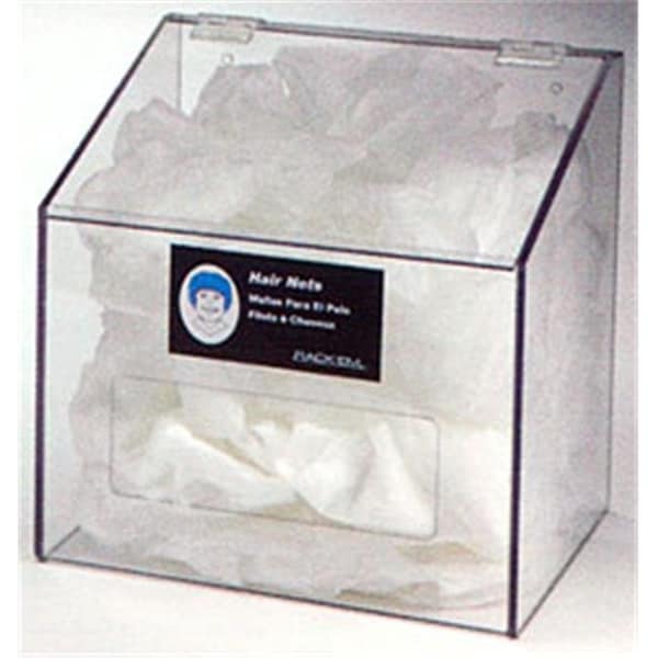 Rack Em Racks RackEm Racks 5119 Hair Net-Beard Cover-Shoe Cover Dispenser with Clear Lid- Clear Plastic 5119 - main